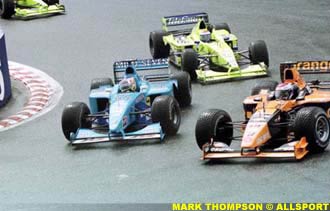 Wurz and Verstappen ahead of the two Minardis