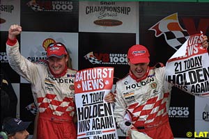 Mark Skaife and Tony Longhurst on the Bathurst podium