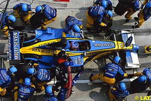 Jenson Button pits during the Malaysian GP