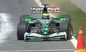 Pedro de la Rosa after crashing with McNish