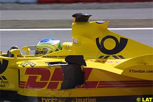 Fisichella's damaged Jordan