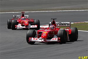 Barrichello leads Schumacher