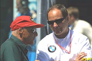 Niki Lauda and Gerhard Berger at the Paddock