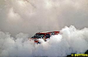 Dale Earnhardt Jr celebrated with a (very) smoky burnout