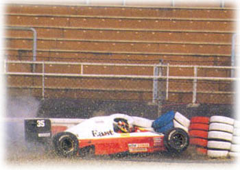 Suzuki hits the tyre barrier in Germany, 1989