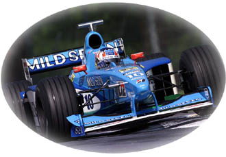 Alex Wurz' Benetton on the curbs of Imola